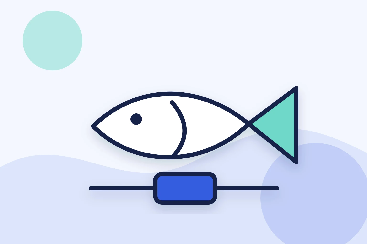 一口分に小分けした魚と冷凍配送箱を組み合わせた刺身サブスクのイラスト