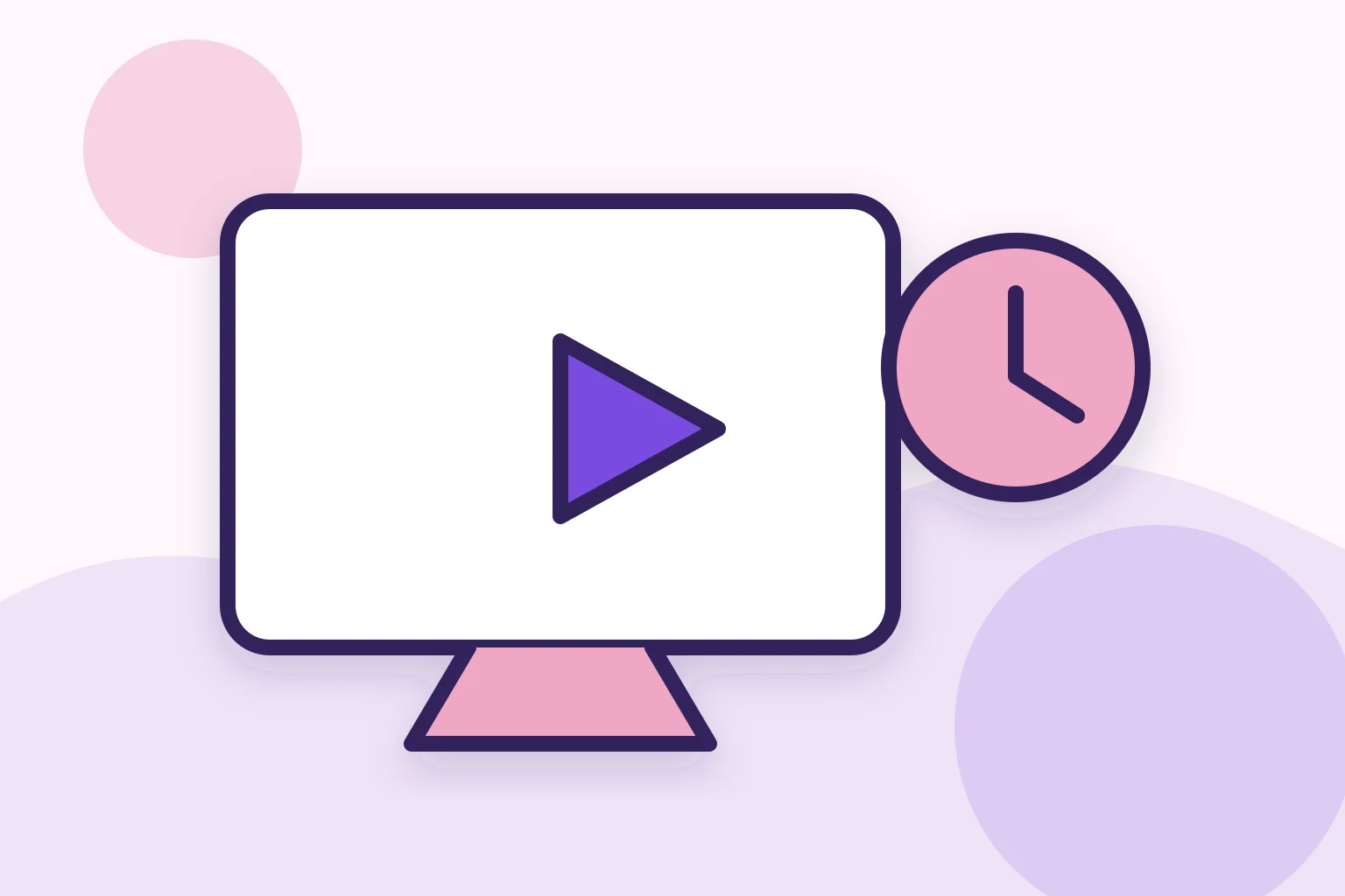 大画面の再生ボタンと6時間を示す時計を組み合わせた先行配信のイラスト